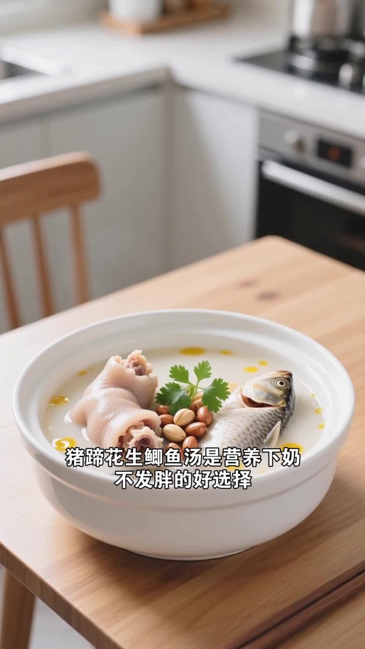 产后妈妈催乳饮食方,猪蹄花生鲫鱼汤,营养下奶不发胖