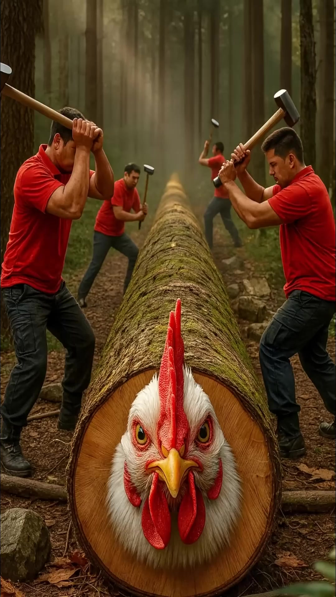 巨木砸出大白鸡?小鸡破壳护雏忙!