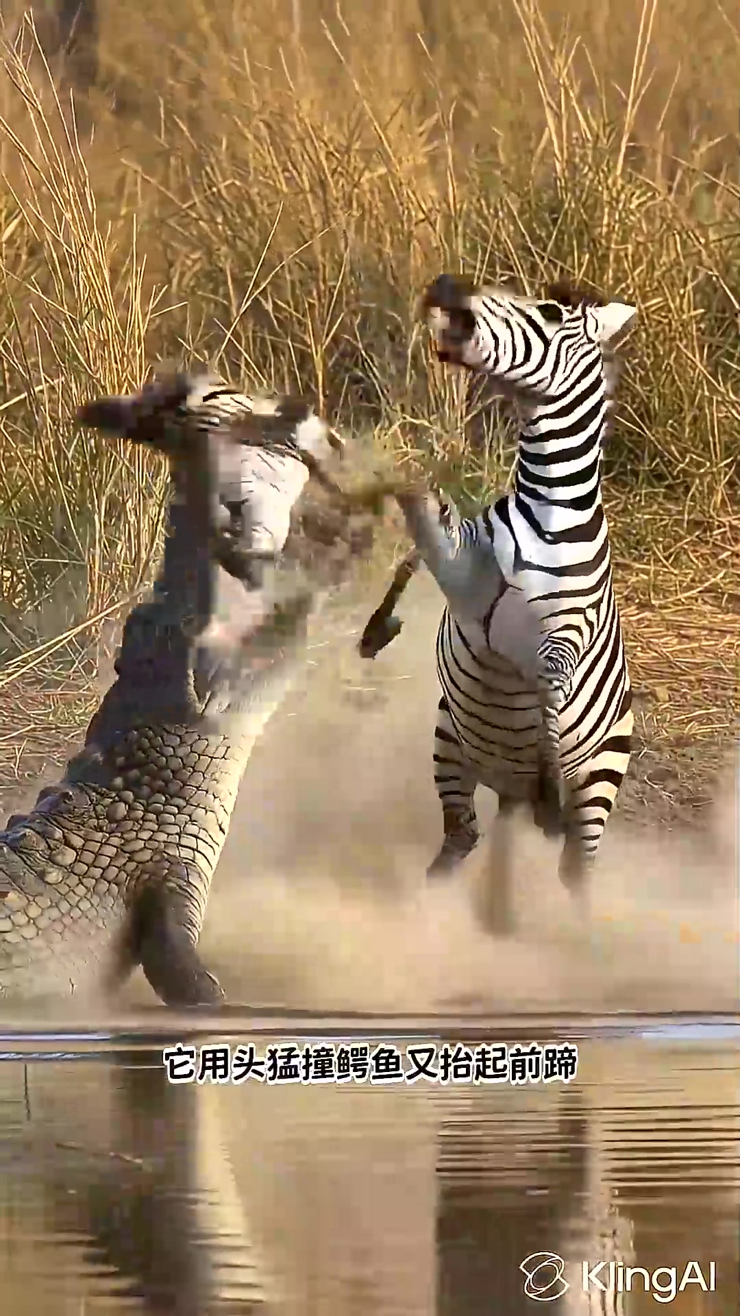  鳄鱼咬住小斑马,母斑马飞踹反击!结局意外又暖心