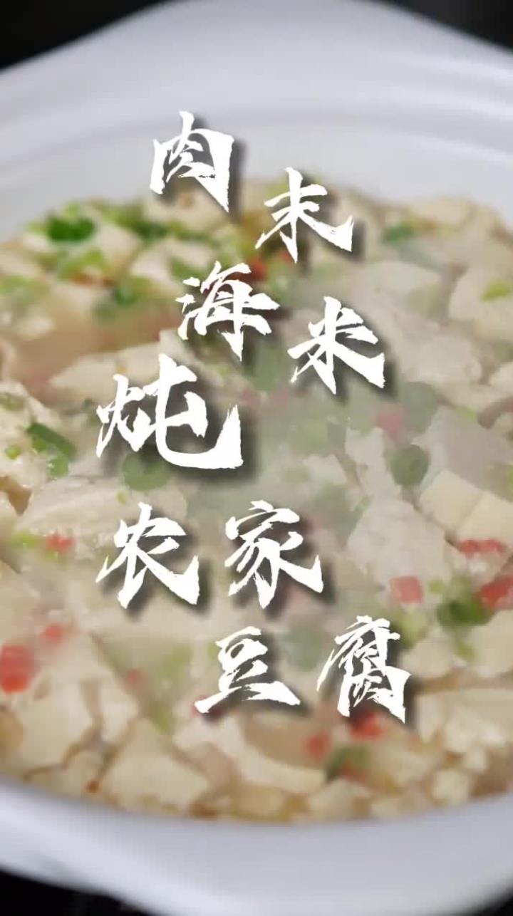 一道鲜嫩好吃,东北家常菜肉末海米炖农家豆腐