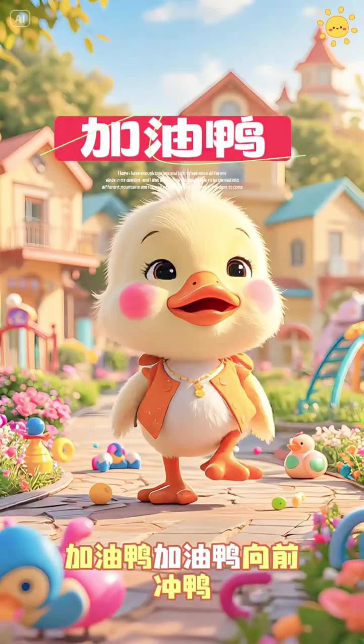 「儿歌《加油鸭》」「萌鸭向前冲」摇摇摆摆小黄鸭，童声“冲呀冲呀别放弃”魔性打气