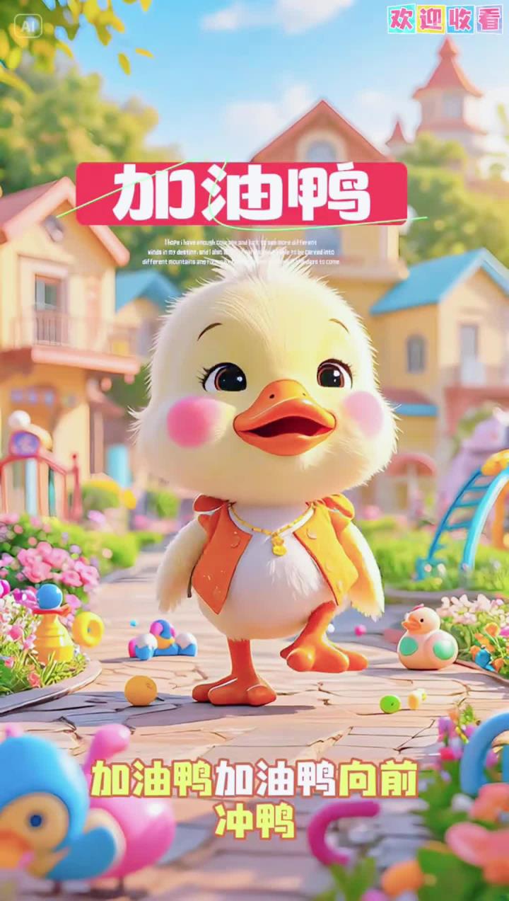 「儿歌《加油鸭》」「萌鸭向前冲」摇摇摆摆小黄鸭,童声“冲呀冲呀别放弃”魔性打气