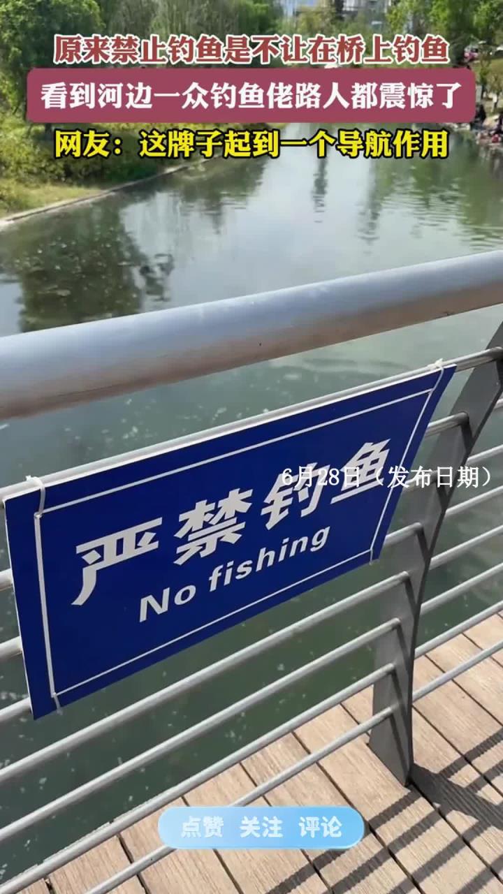 原来禁止钓鱼是不让在桥上钓鱼，看到河边一众钓鱼佬路人都震惊