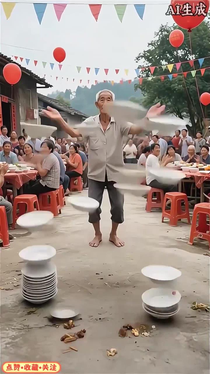 看我爷的花式洗碗摆盘