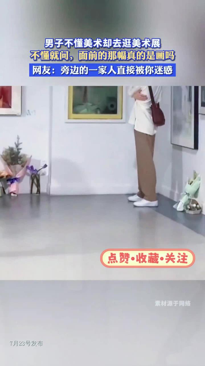 男子不懂美术却去逛美术展,不懂就问,面前的那幅真的是画吗