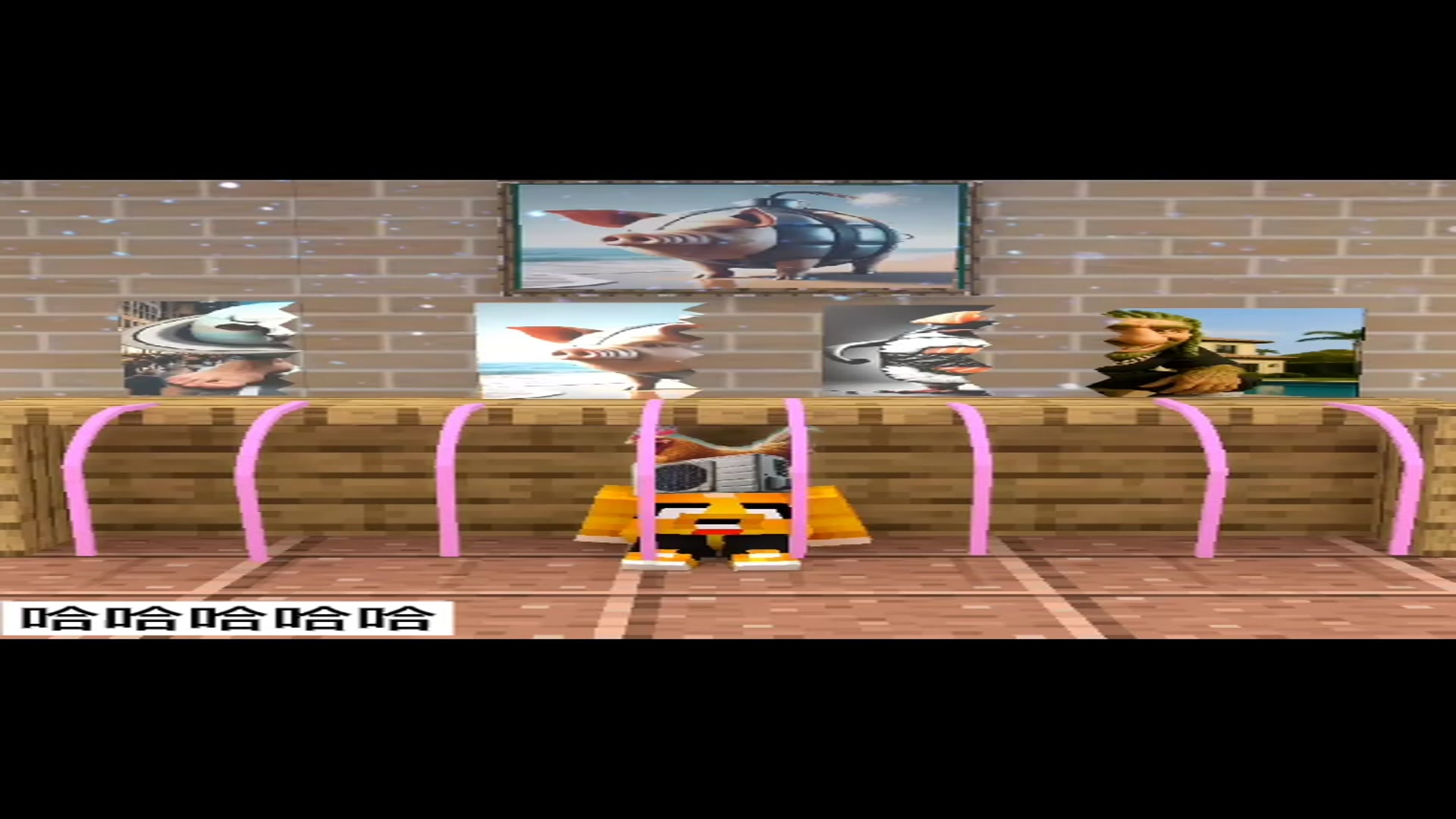 鸡头小人拉动绳子