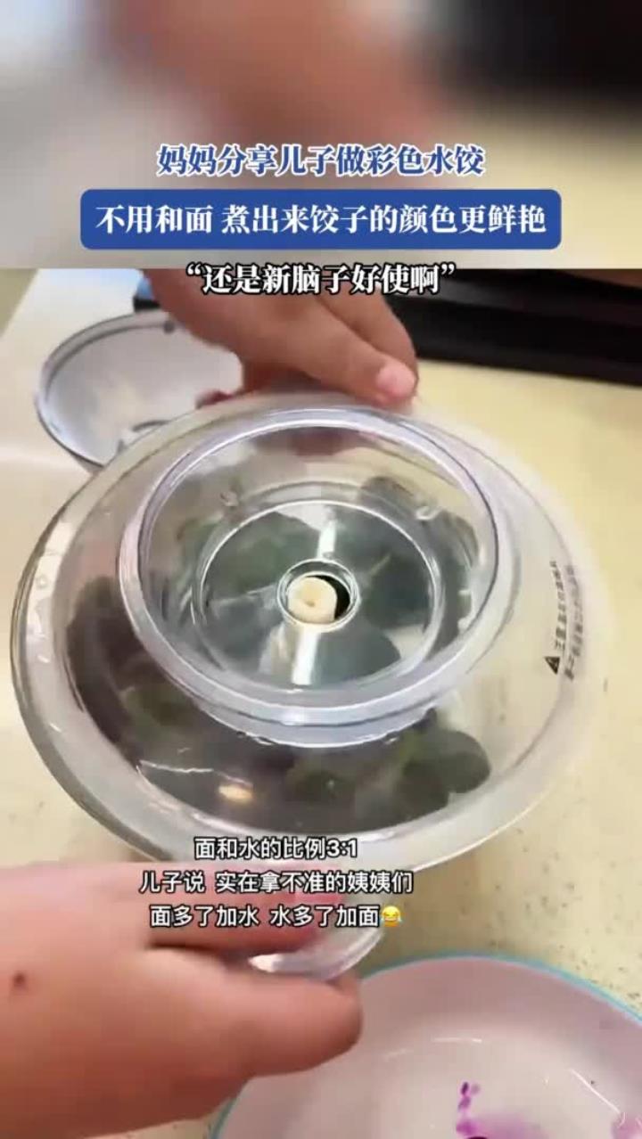 妈妈分享儿子做彩色水饺:不用和面,煮出来饺子的颜色更鲜艳
