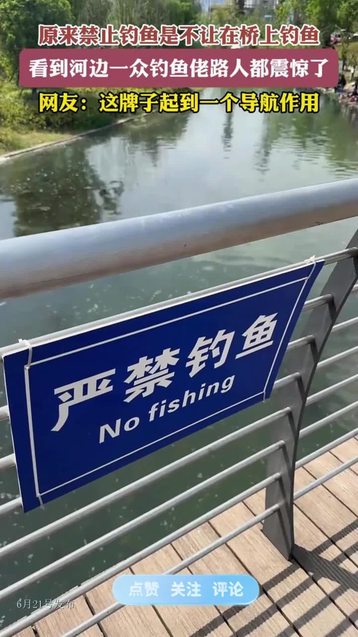 原来禁止钓鱼是不让在桥上钓鱼，看到河边一众钓鱼佬路人都震惊