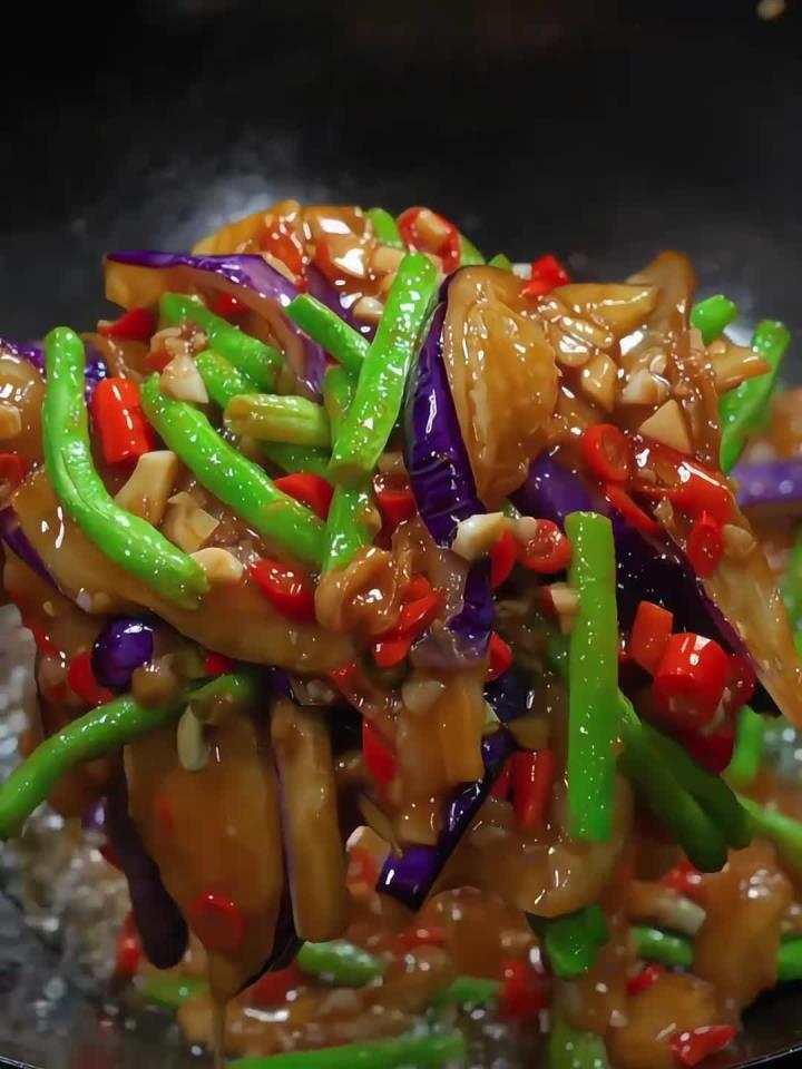 特别好吃的茄子炒豆角!