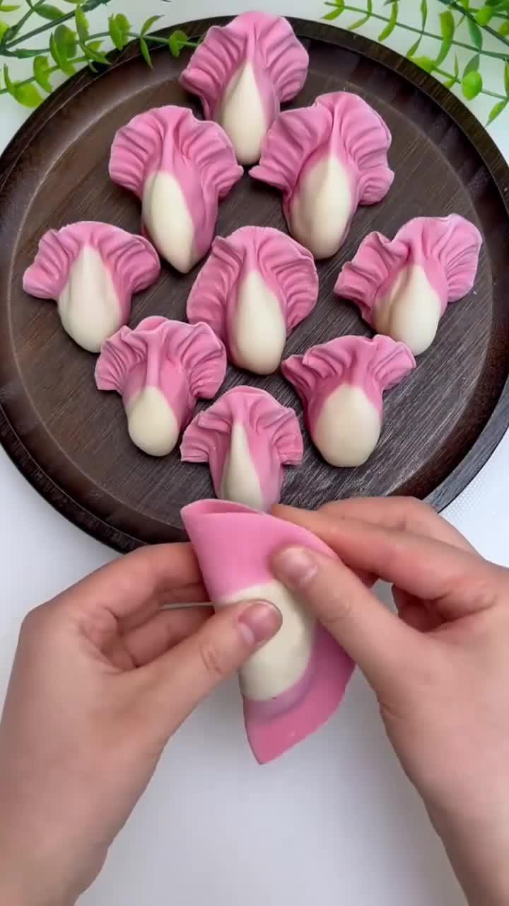 粉色的白菜饺子 太美了