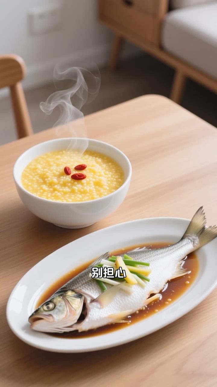失眠者晚餐搭配,小米粥 + 清蒸鱼,清淡易消化助睡眠
