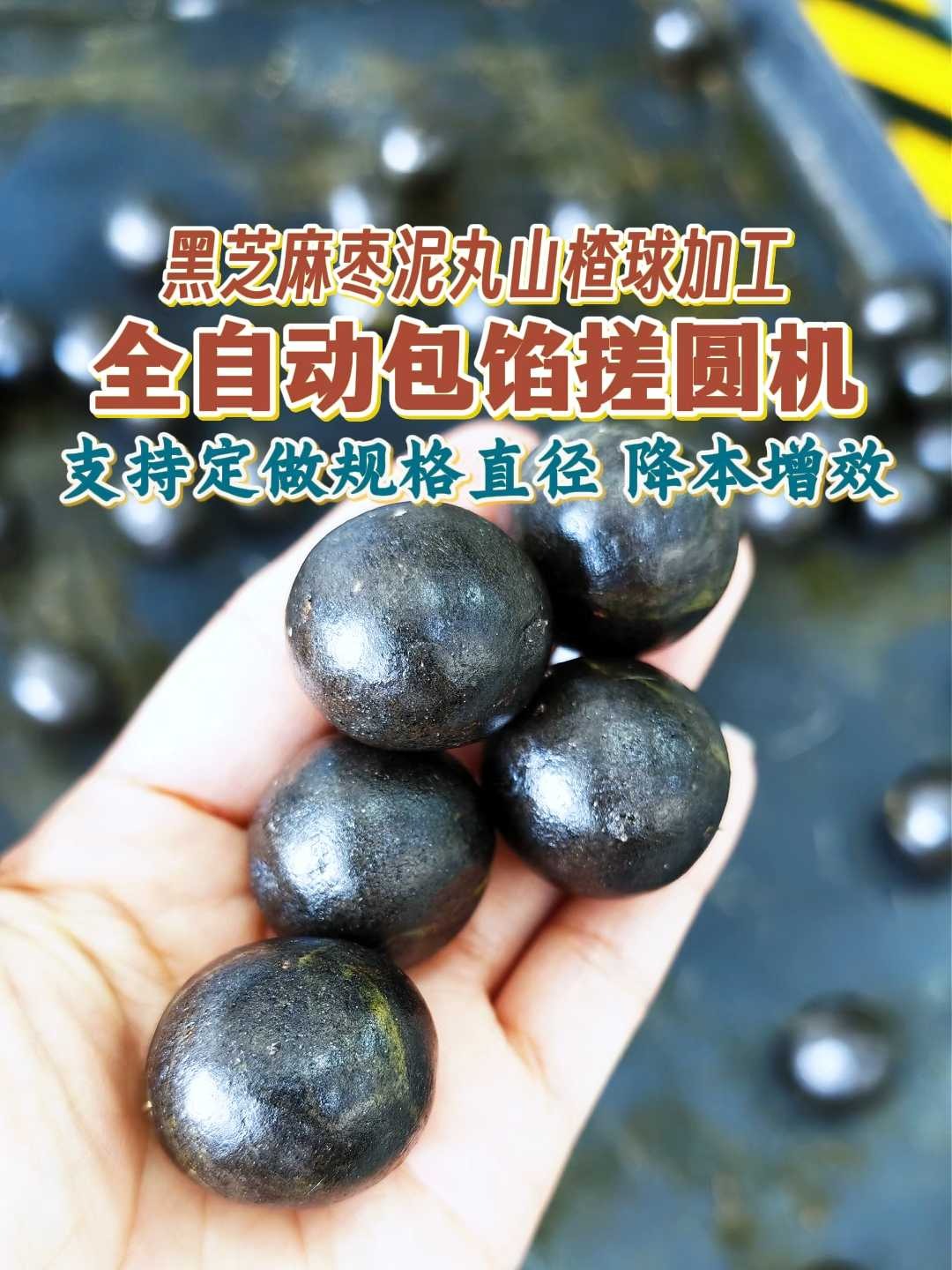 黑芝麻枣泥丸山楂球加工,全自动包馅搓圆机#制丸机##搓球机##汤圆机##搓圆机##芝麻丸成
