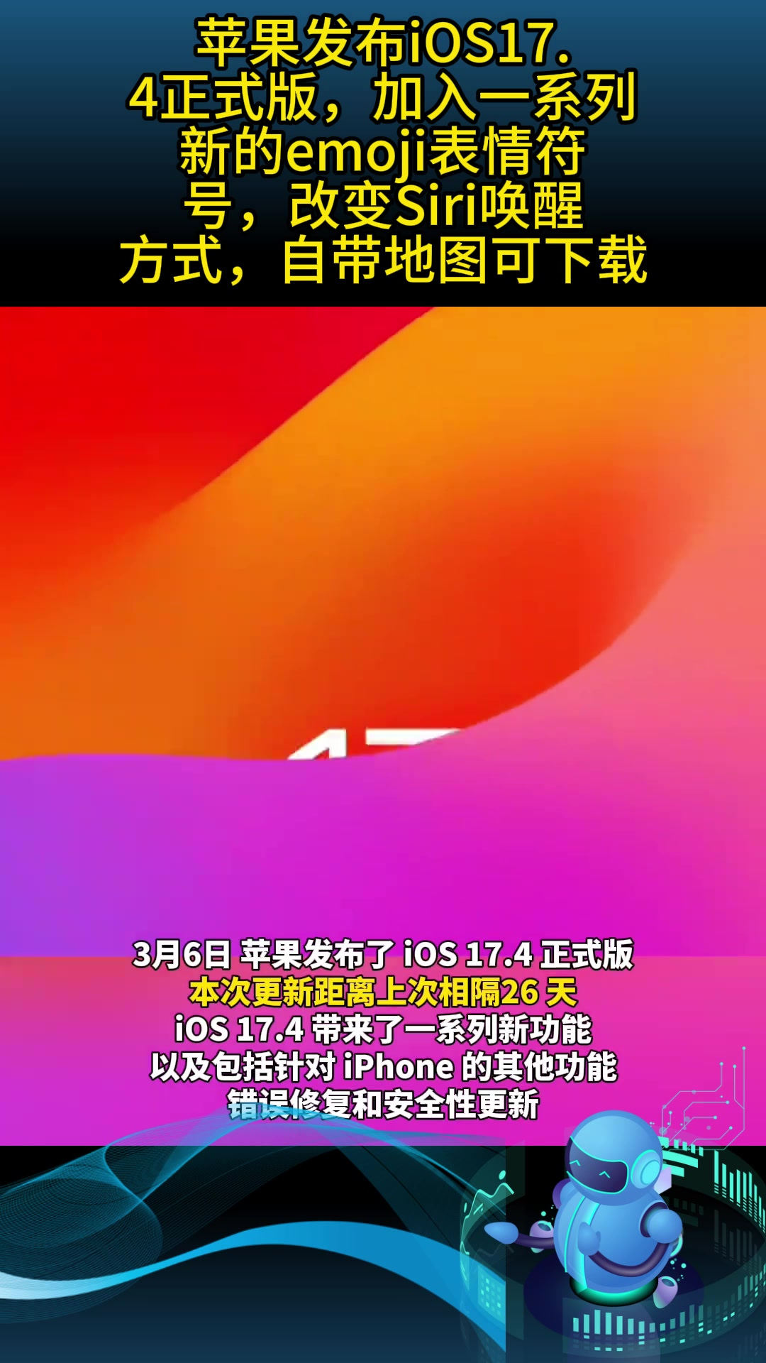 苹果发布iOS.正式版,加入一系列新的emoji表情符号,改