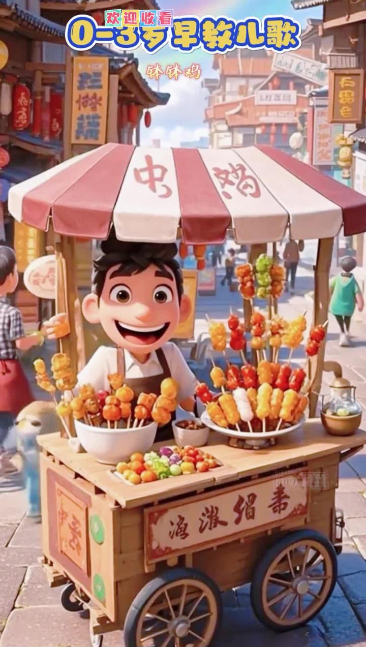 0到3岁早教儿歌动画《钵钵鸡》钵钵鸡 一元一串的钵钵鸡