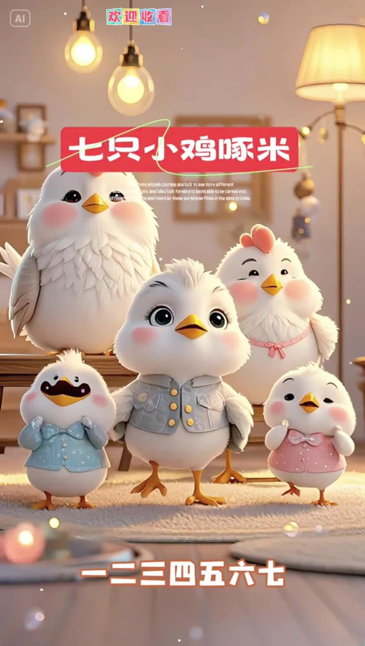儿歌《七只小鸡啄米》