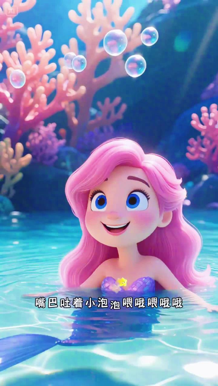 可爱的美人鱼来喽，一起游啊游