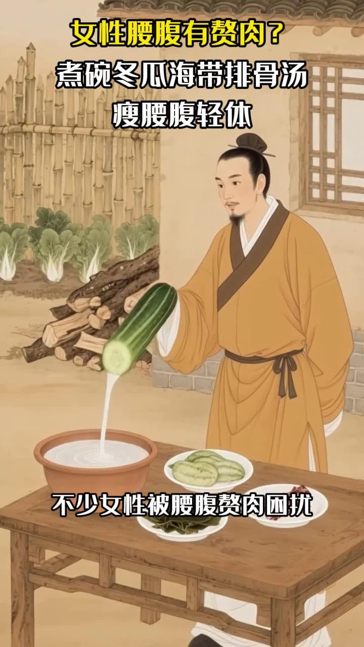 女性腰腹有赘肉?煮碗冬瓜海带排骨汤,瘦腰腹轻体