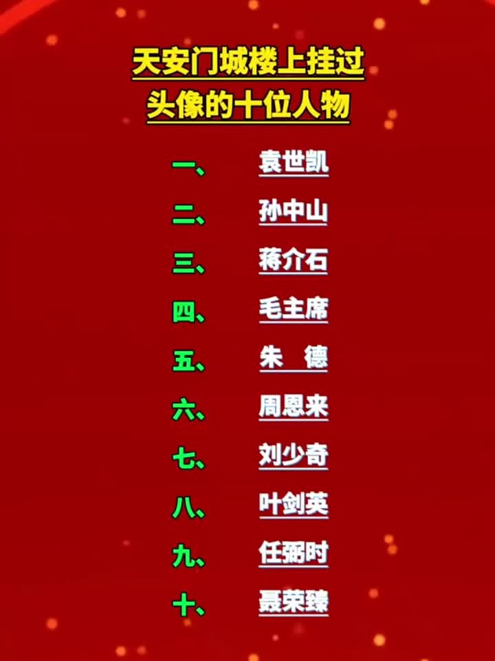 探秘历史：天安门城楼上曾挂过头像的十位重要人物都有谁？