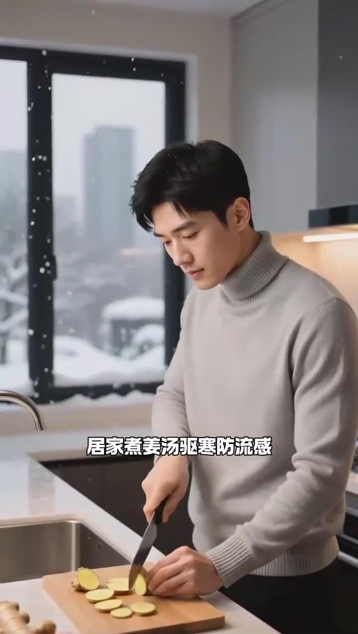 居家做饭 煮姜汤 大雪天驱寒防流感