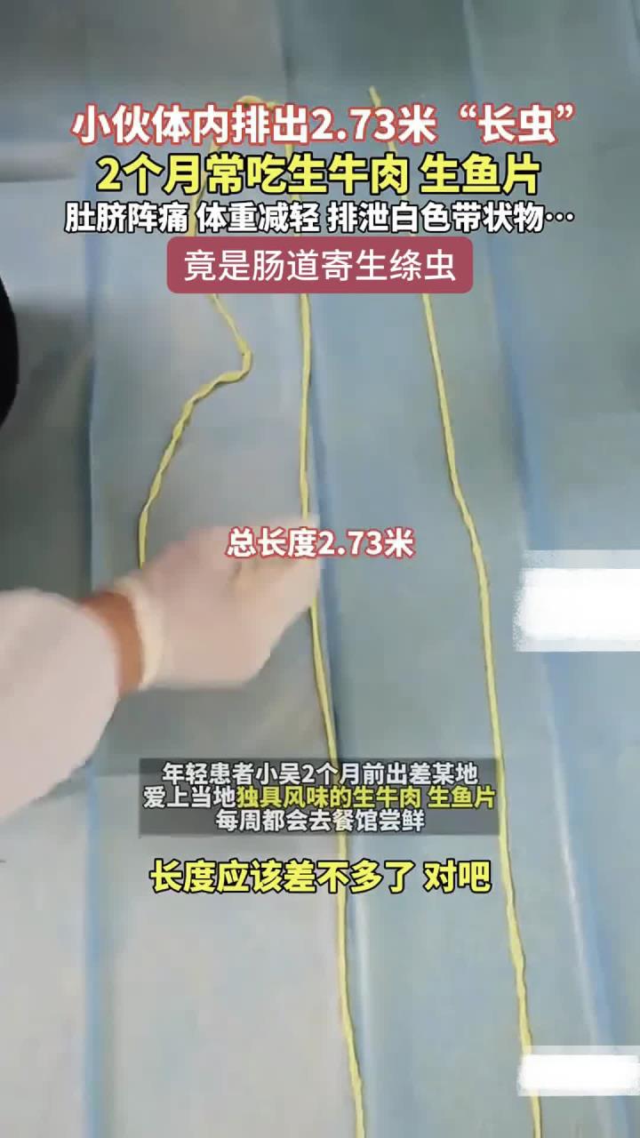小伙体内排出2米7长虫 2个月常吃生牛肉、生鱼片,当心绦虫!