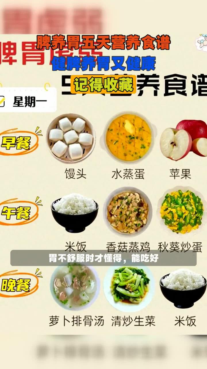 脾养胃五天营养食谱,健脾养胃又健康,记得收藏