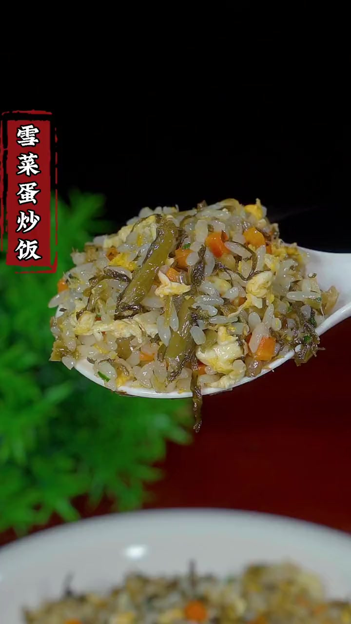 以后你要是想吃雪菜炒饭了,就像我这样做,非常好吃,一次能吃两