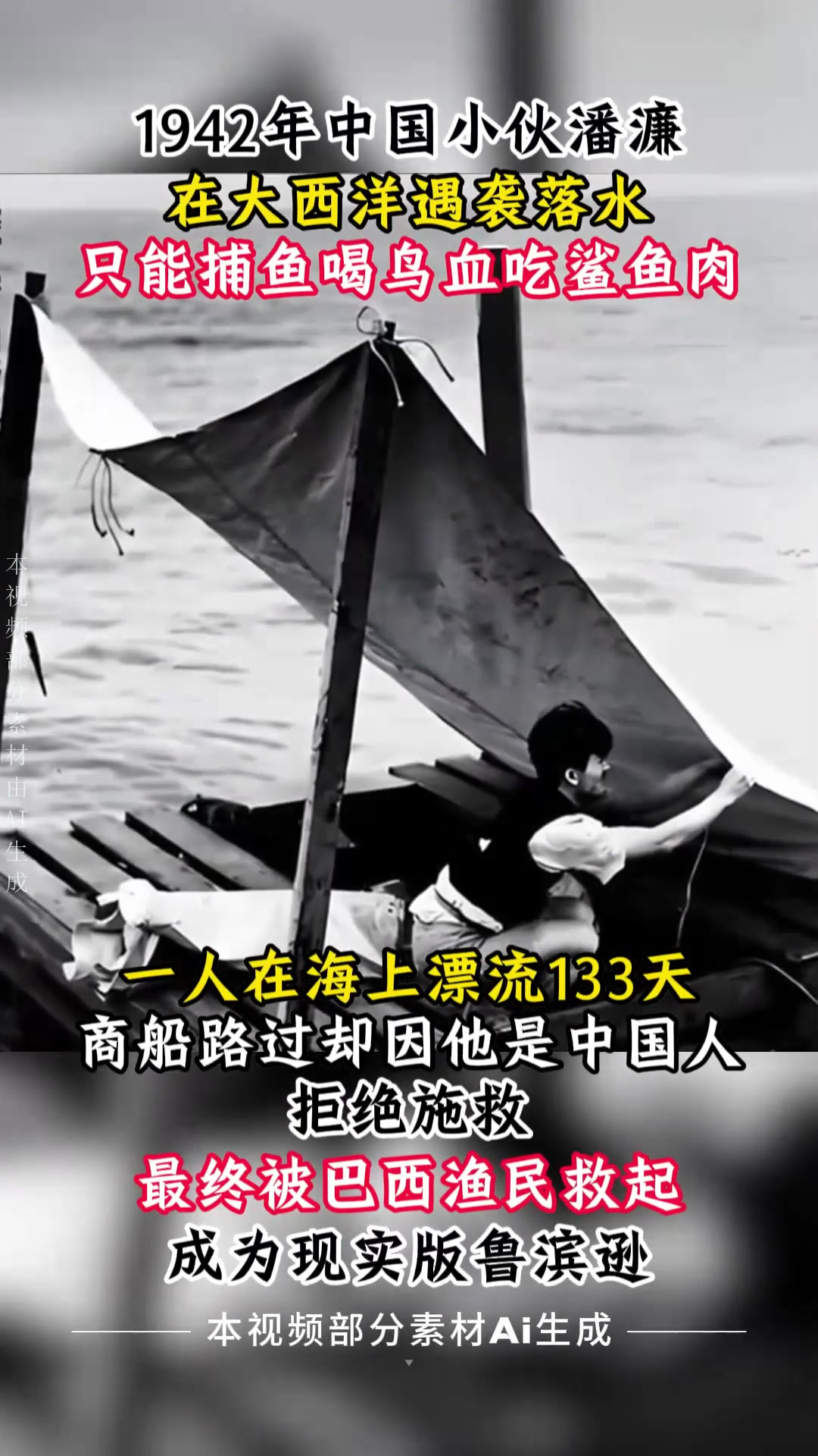 1942年中国小伙意外坠入大西洋,靠喝鸟血吃鲨鱼肉奇迹存活133天