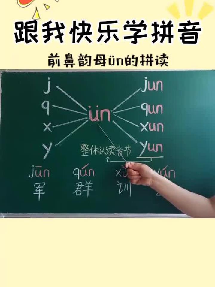 前鼻韵母ün见了j q x y 以后发生了什么变化呢?每晚730跟我学拼