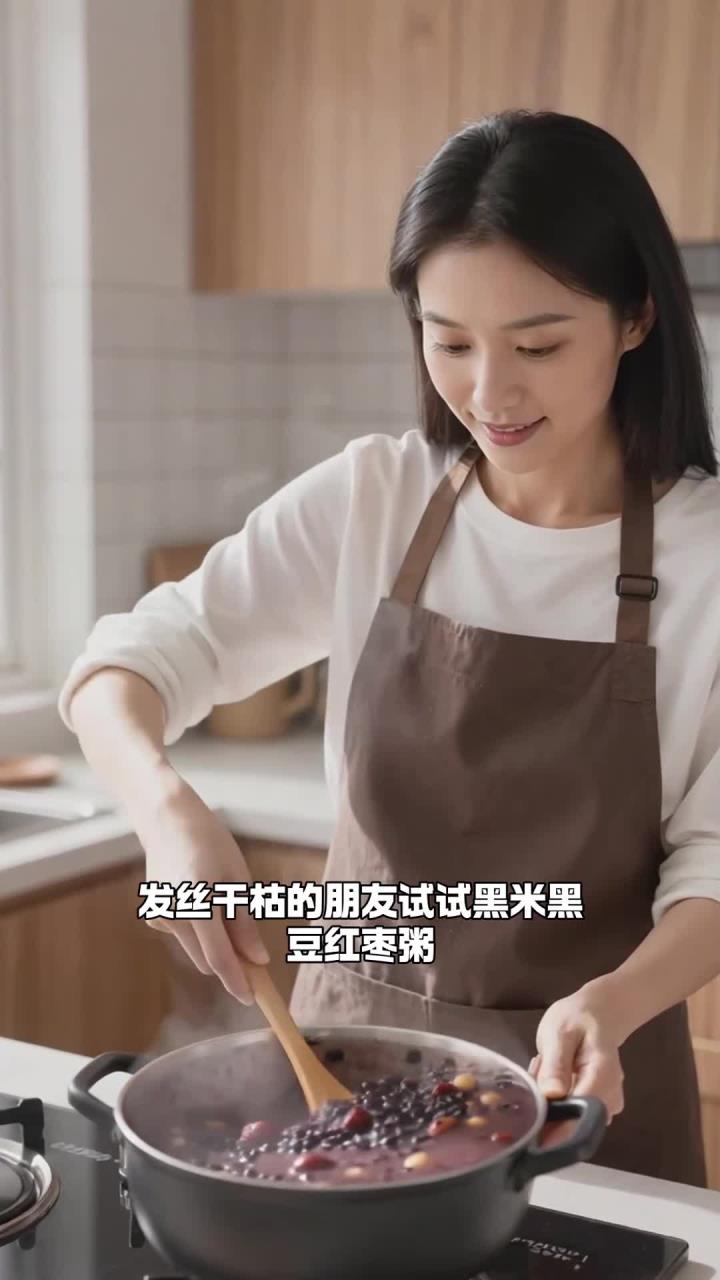 黑米 + 黑豆 + 红枣,煮粥香甜,滋养肝肾润发丝