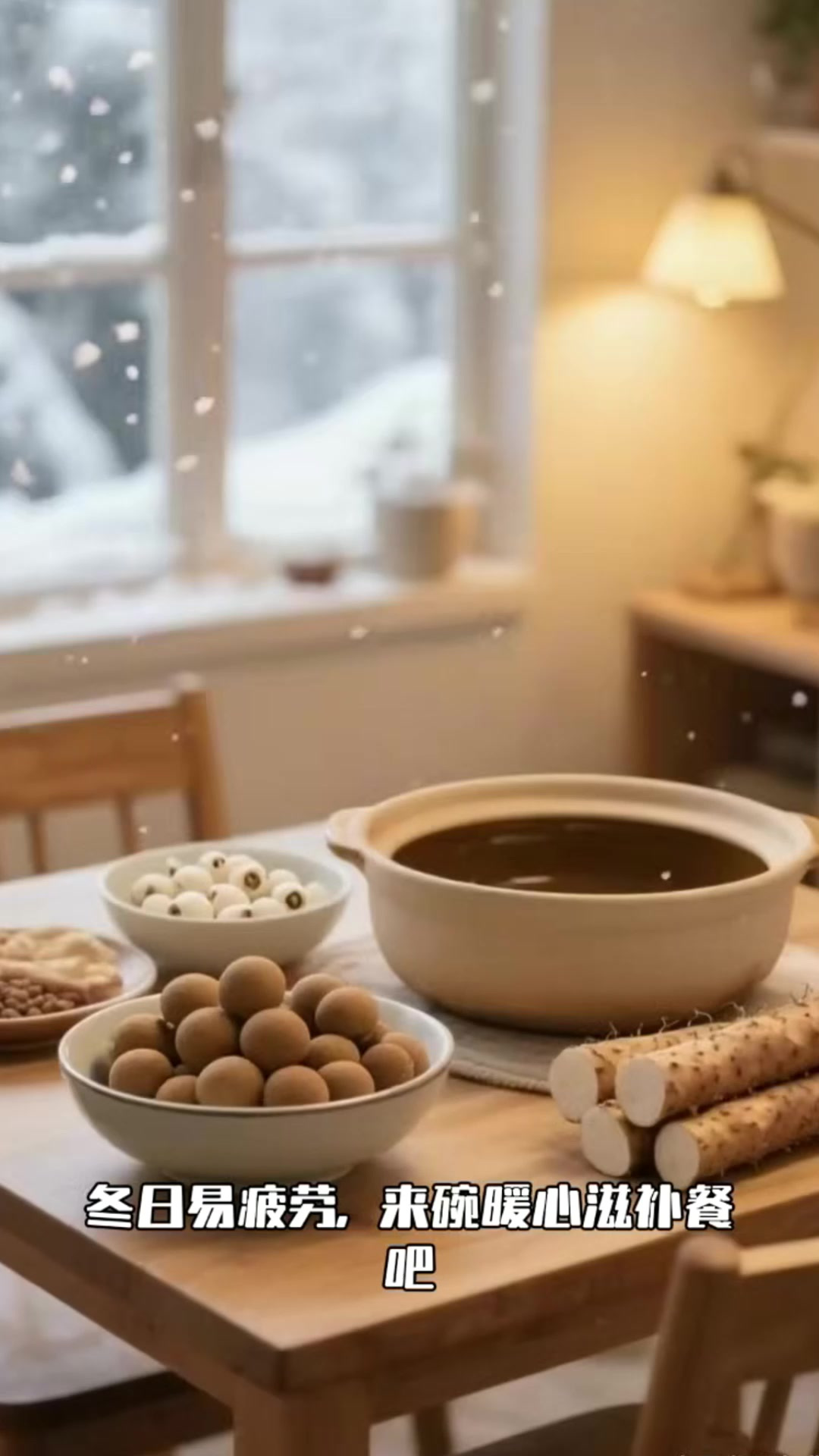 桂圆莲子粥 + 蒸山药：养心健脾，缓解冬日疲劳