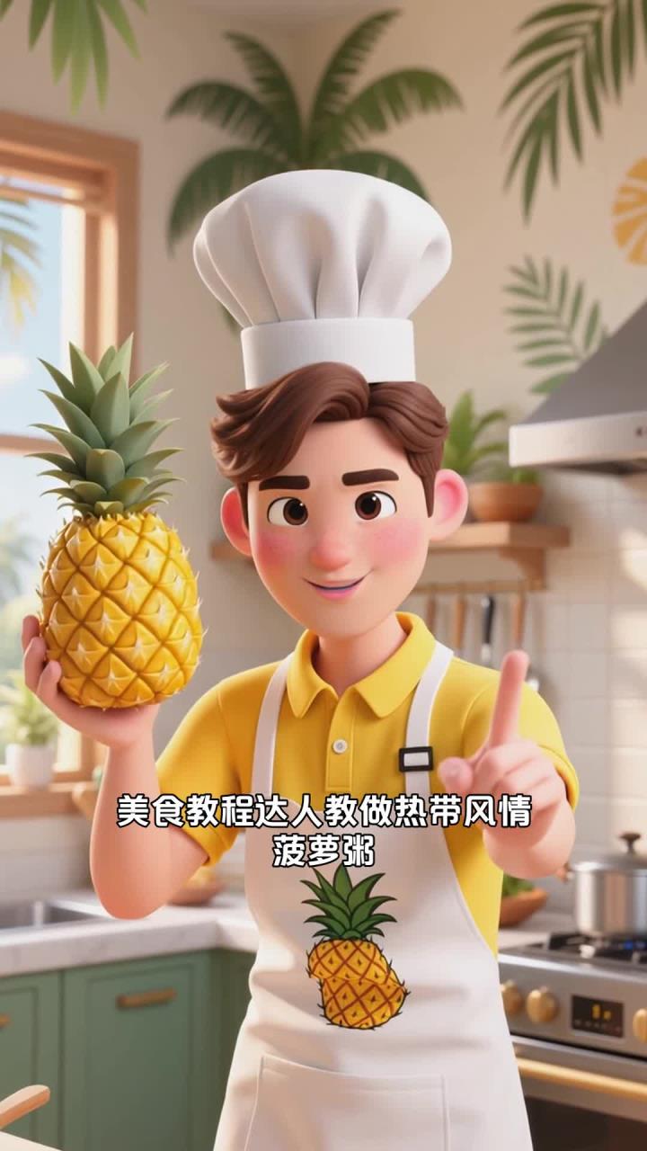 菠萝粥一碗,酸甜又爽口,热带风味粥