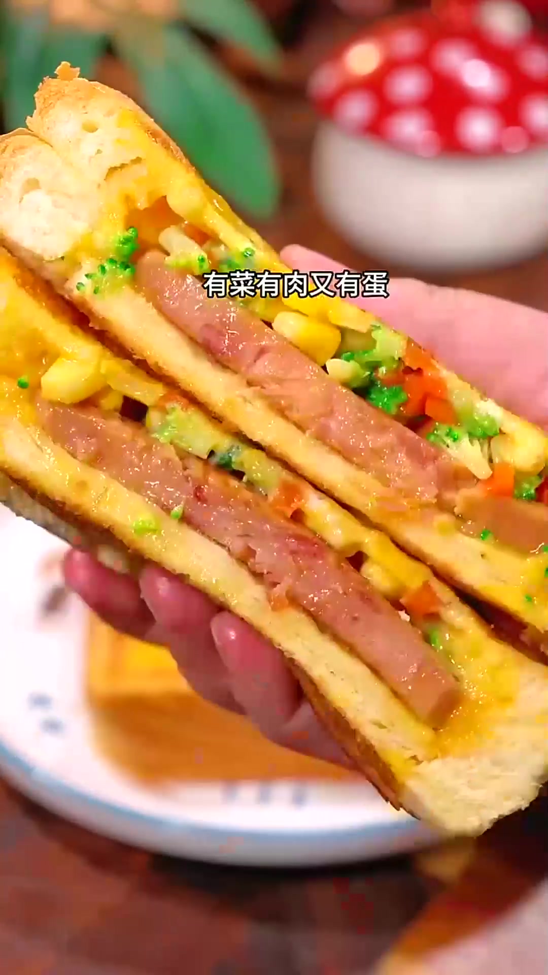  早餐既要快又要吃得有营养,试试这个蔬菜三明治,有菜有肉又有蛋
