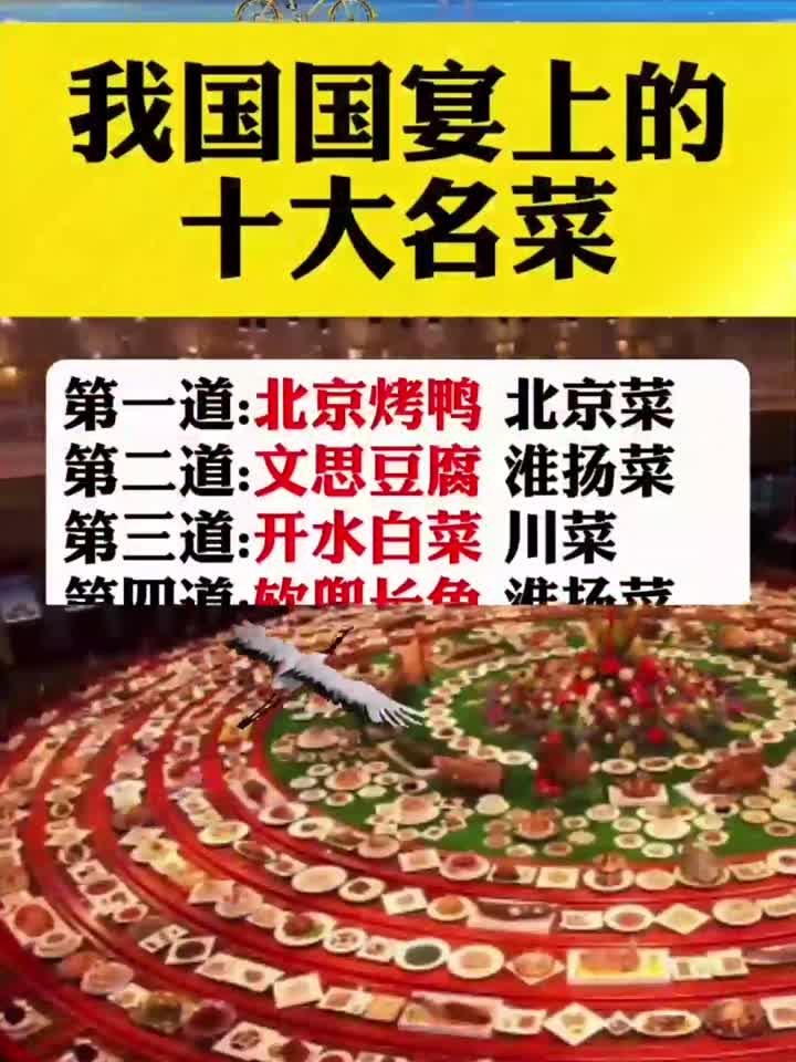我国国宴上的十大名菜！