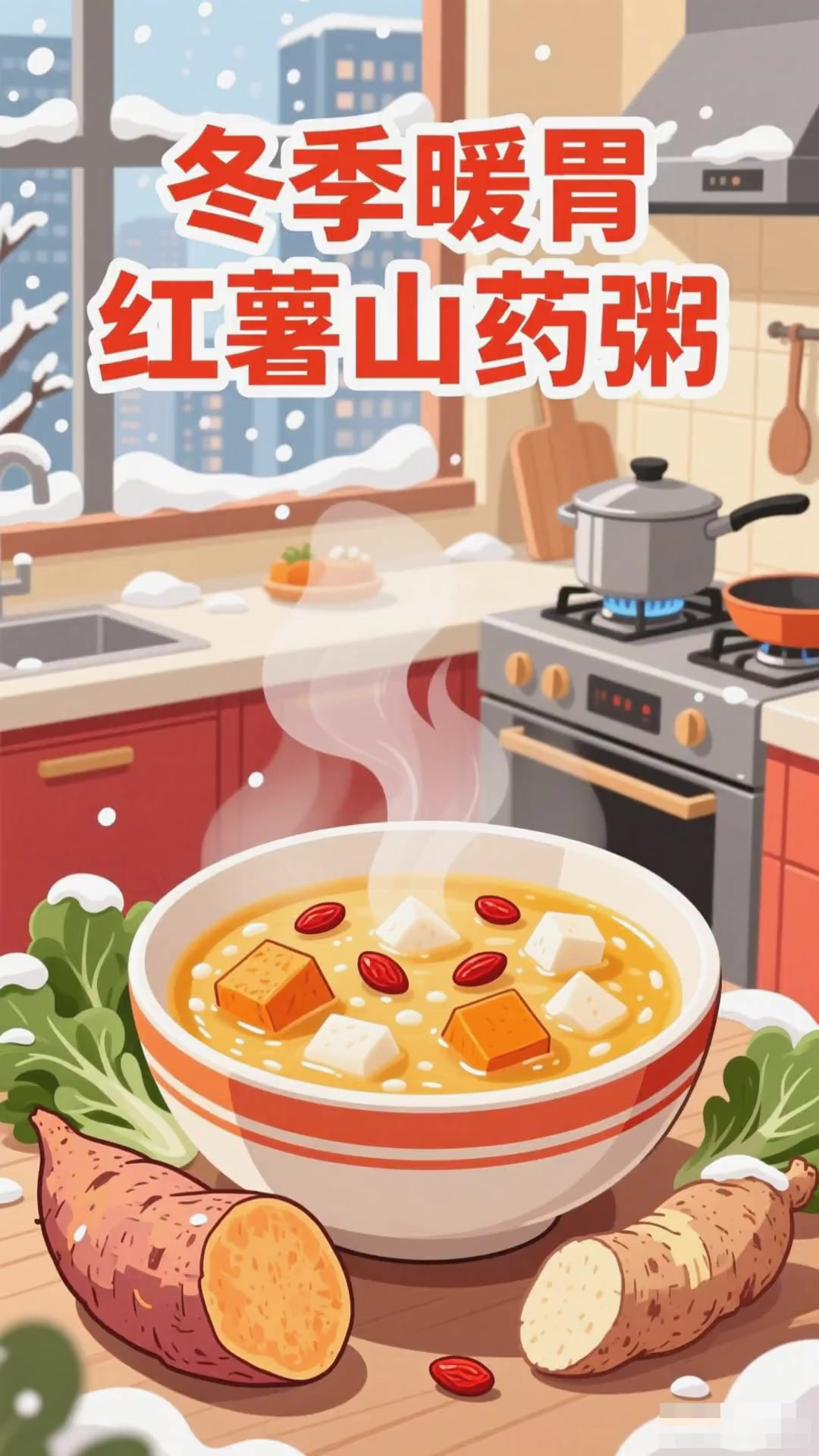 冬季吃红薯,煮粥加山药更养胃