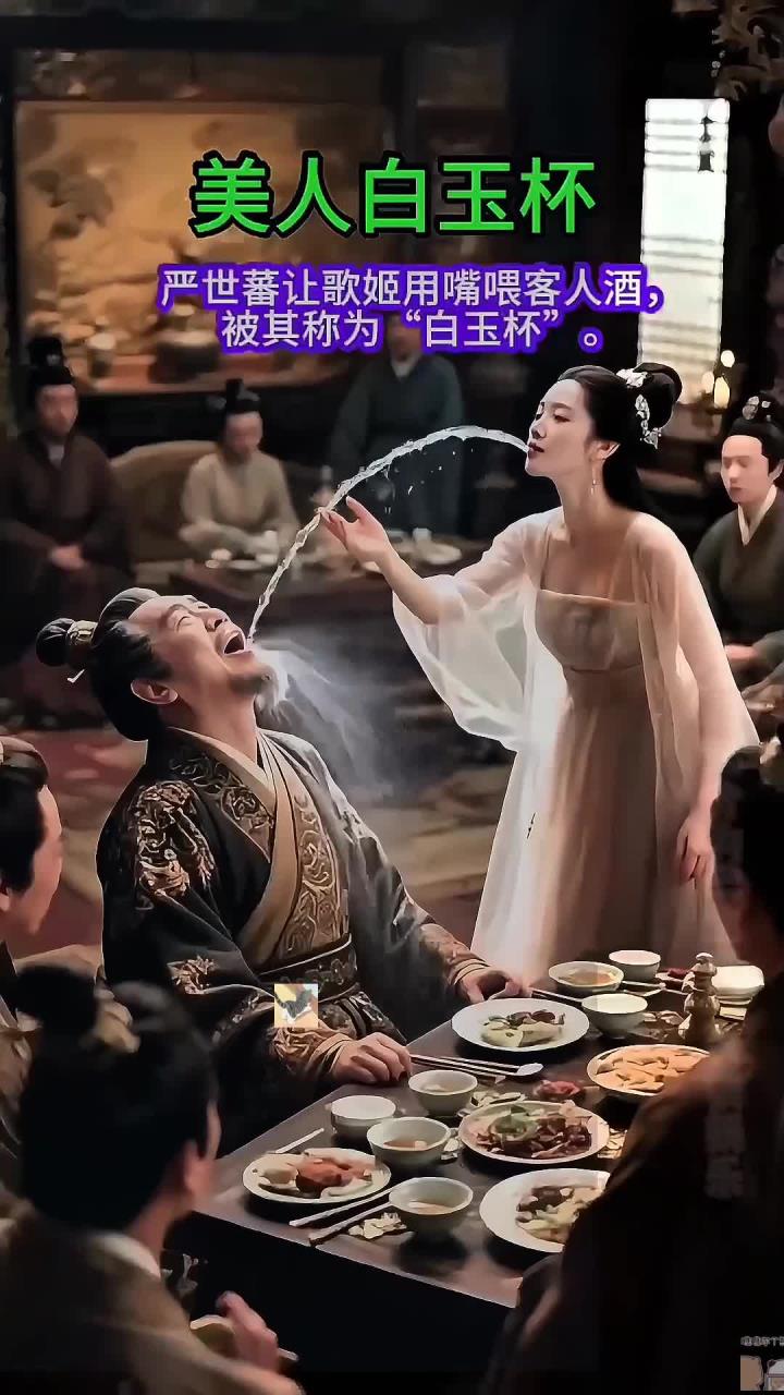 严世蕃让美人用嘴喂客人喝酒,这就是说的美人白玉杯
