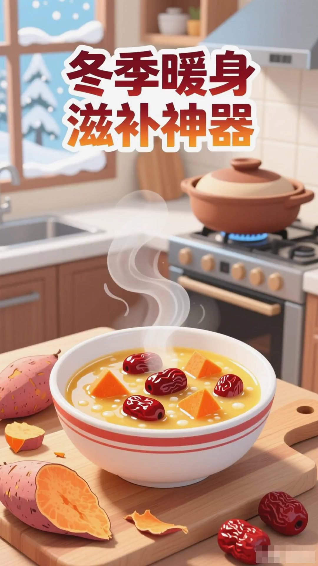 冬季吃红薯煮粥?加红枣更补血!软糯香甜暖脾胃,一口喝出好气色