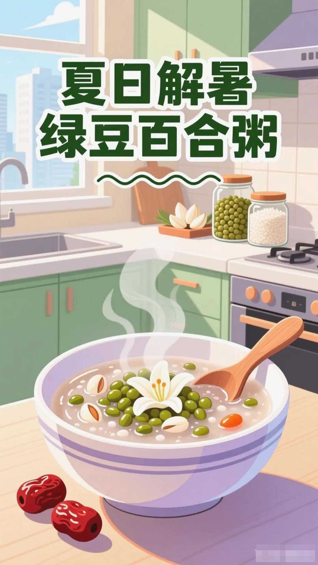 夏季煮绿豆粥怕单调?加百合更清爽!花香混着豆香,解暑又养心