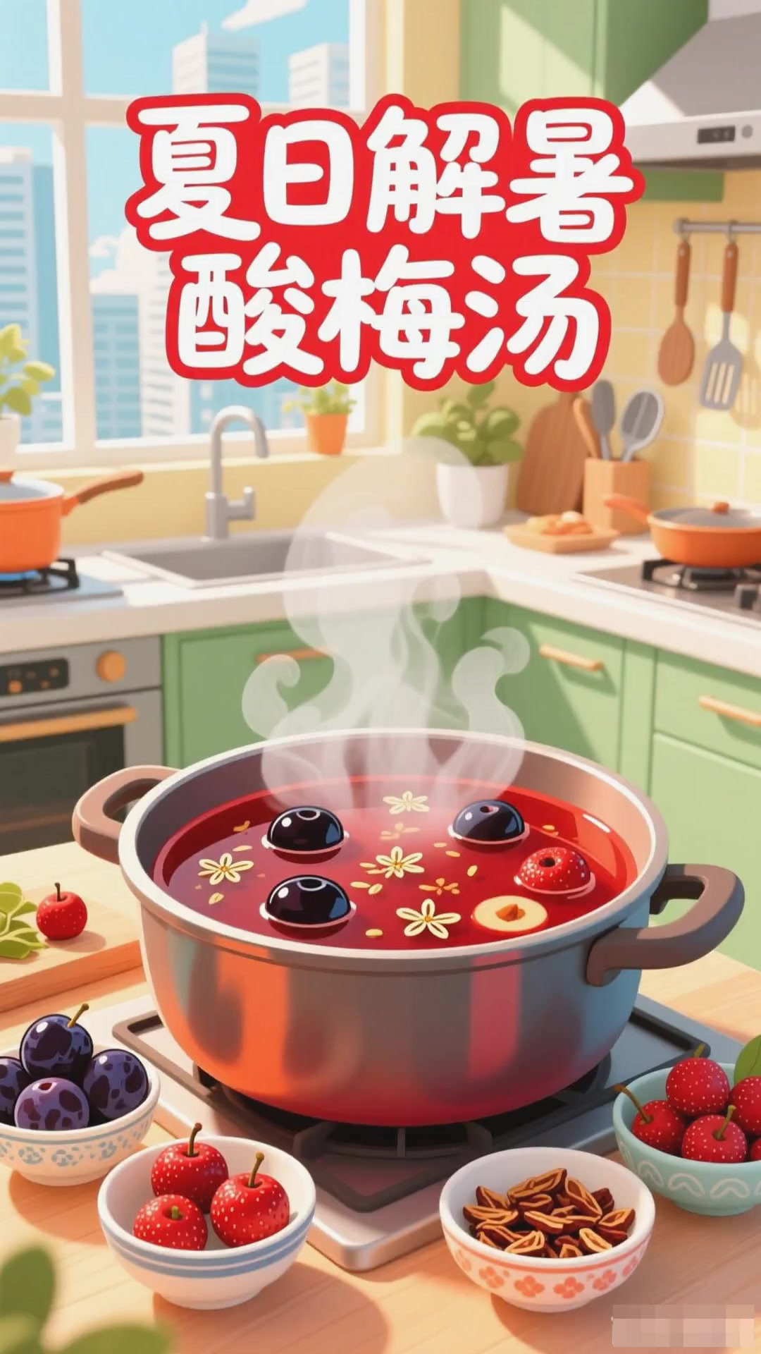 夏季喝酸梅汤,加桂花增香气