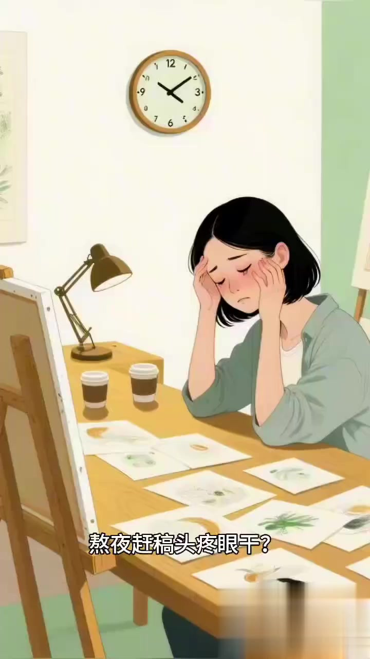 自由插画师赶稿熬夜头疼 + 眼干?薄荷油 + 蒸汽眼罩 + 百合粥