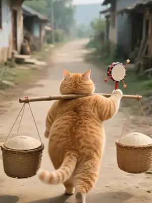 胖橘猫用鸡毛换糖,真有趣的故事分享