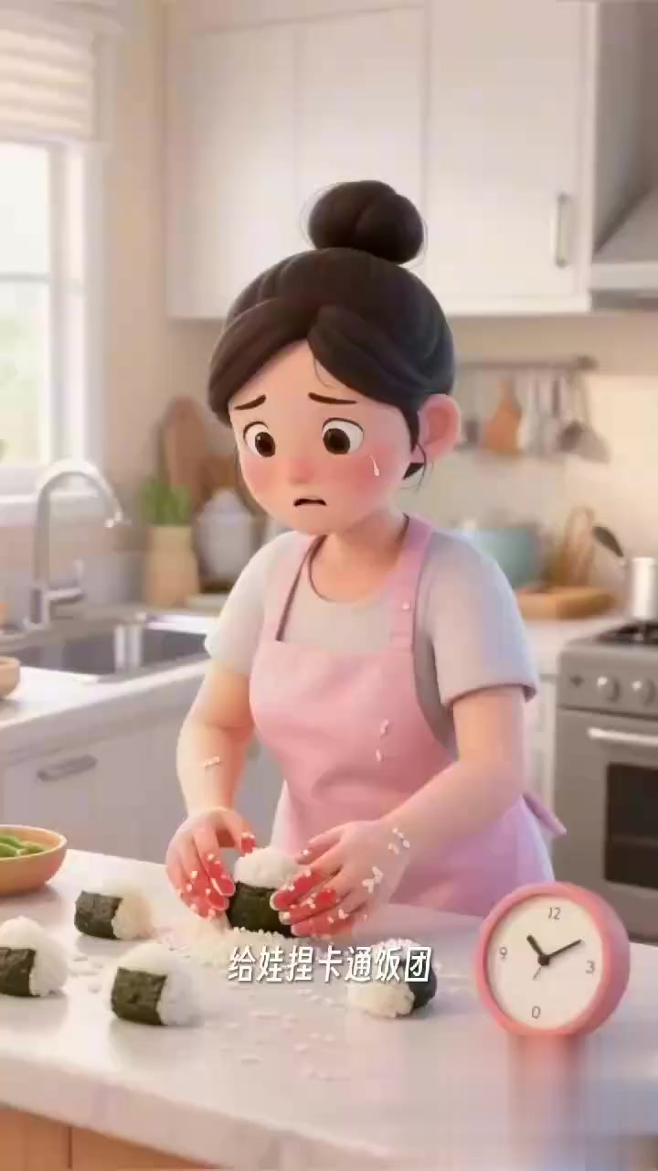 宝妈带娃做儿童饭团（捏饭团手酸 + 怕粘手）