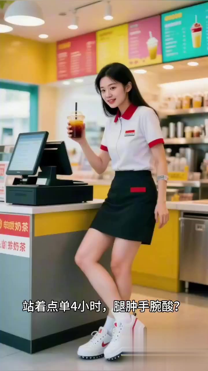 奶茶店收银员:点单久站腿肿 + 递餐手腕酸?冬瓜汤 + 踮脚