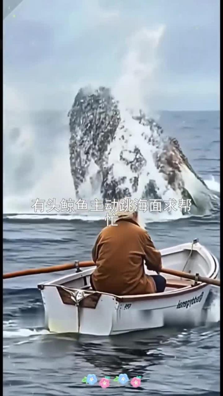 大鲸鱼身上长满了藤壶,太难受了,老人耐心帮它清除