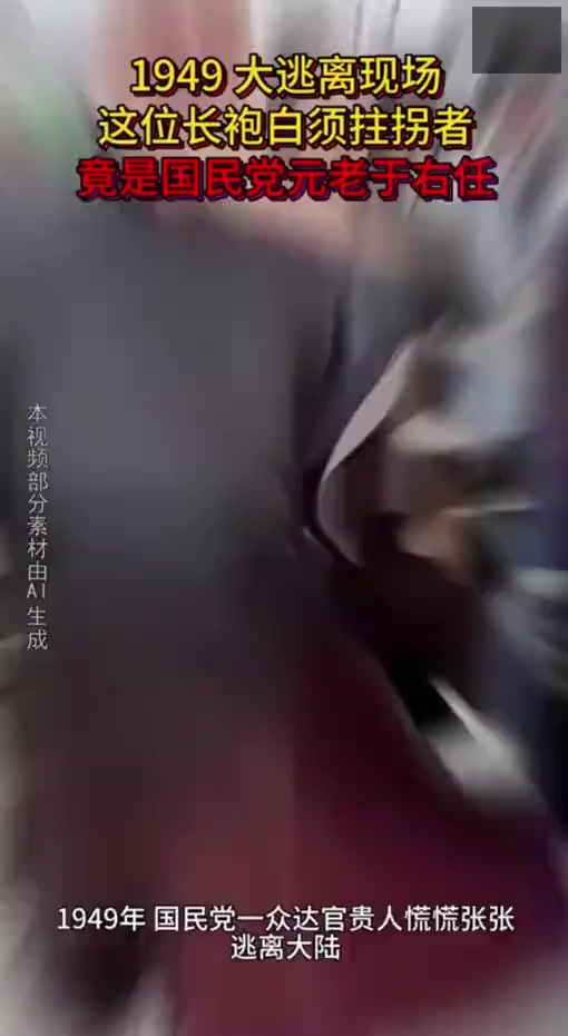 1949 大逃离现场,这位长袍白须拄拐者,竟是国民党元老于右任