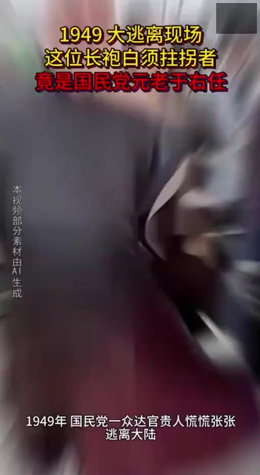 1949 大逃离现场,这位长袍白须拄拐者,竟是国民党元老于右任