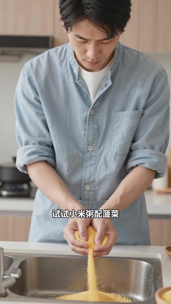 熬煮小米粥加菠菜，晚餐吃它，上班族能吃得更清淡吗？
