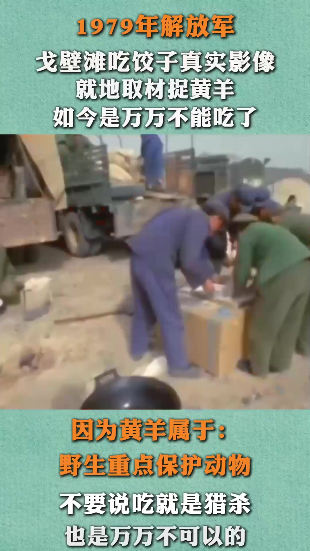 79年解放军吃饺子真实影像,捕捉黄羊当肉馅,如今是万万不能吃