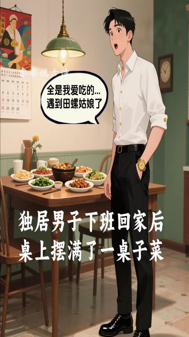 独居男子下班回家后,桌上摆满了一身桌子菜