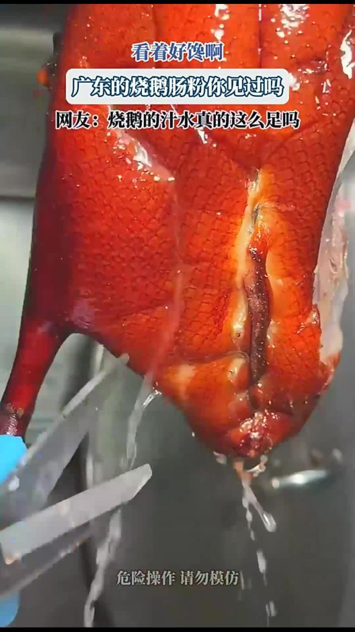 看着好馋啊,广东的烧鹅肠粉你见过吗,网友:烧鹅的汁水真的这么