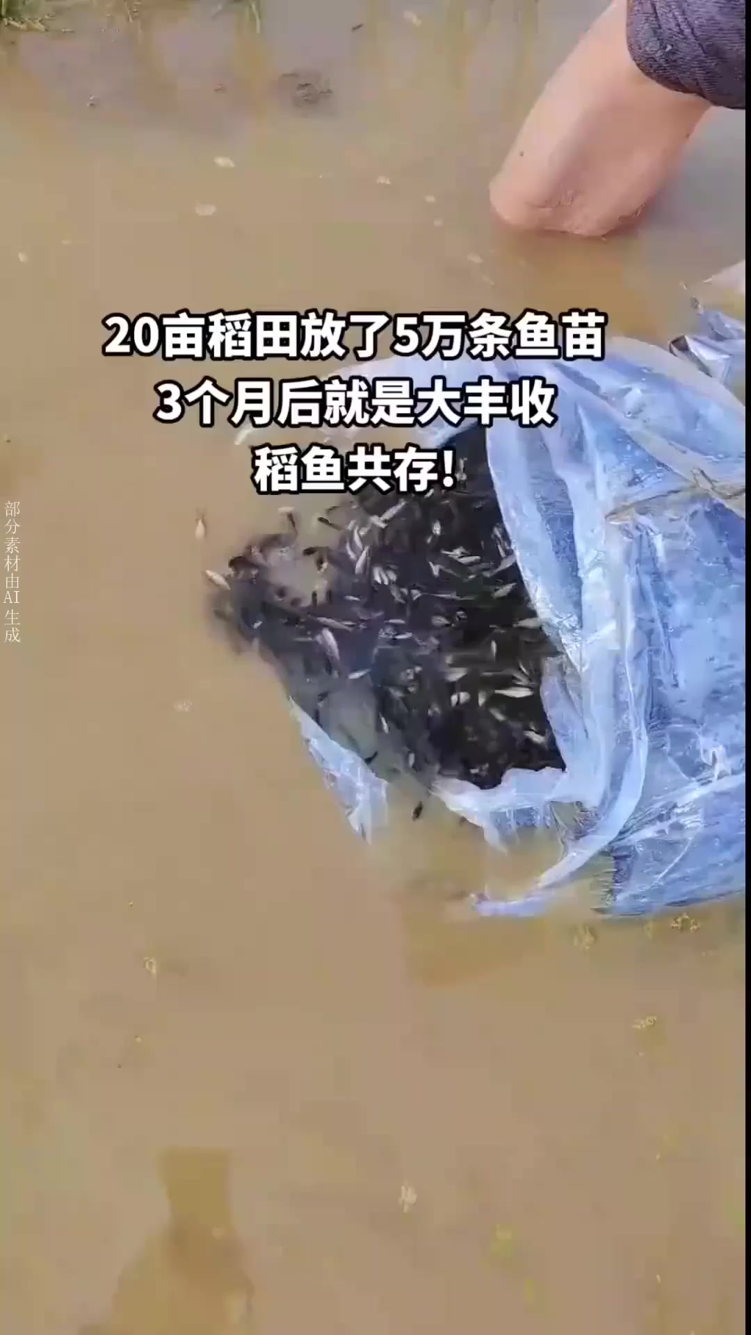 稻鱼共存,秧苗插下去7-10天投放鱼苗,2~3个月就能大丰收